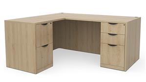 L Shaped Desks Office Source 60in x 60in Double Pedestal L-Shaped Desk