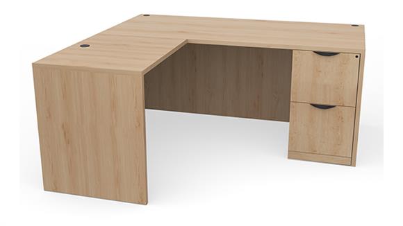L Shaped Desks Office Source 66" x 65" Single FF Pedestal L Shaped Desk
