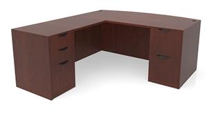L Shaped Desks Office Source 66in x 82in Bow Front Double Pedestal L-Shaped Desk