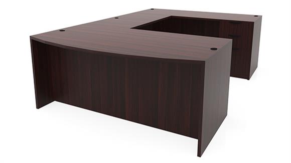 U Shaped Desks Office Source 71" x 100" Bow Front Double Pedestal U Shaped Desk