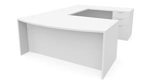 U Shaped Desks Office Source 71" x 112" Bow Front Double Pedestal U Shaped Desk