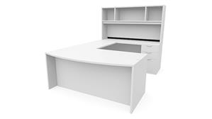 U Shaped Desks Office Source 66in x 101in Bow Front Double Pedestal U-Shaped Desk with Hutch