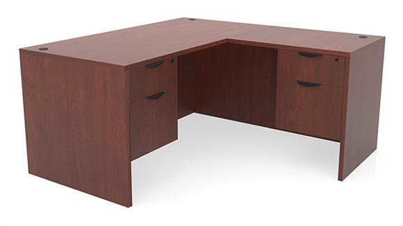 L Shaped Desks Office Source 66" x 77" Double Hanging Pedestal L Shaped Desk
