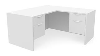 L Shaped Desks Office Source 66in x 77in Double Hanging Pedestal L-Shaped Desk