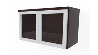 Hutches Office Source 36in Wall Mount Hutch with Silver Framed Glass Doors