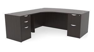 L Shaped Desks Office Source 71" x 90" Curved Corner Double Pedestal Bow Front L Desk