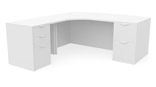 L Shaped Desks Office Source 72in x 78in Curved Corner Double Pedestal Bow Front L-Desk