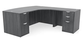 L Shaped Desks Office Source 72in x 90in Curved Corner Double Pedestal Bow Front L-Desk