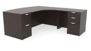 L Shaped Desks Office Source 72in x 96in Curved Corner Double Pedestal Bow Front L-Desk
