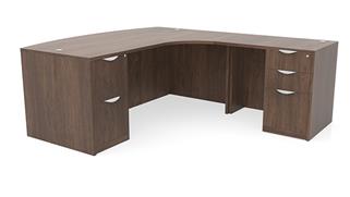 L Shaped Desks Office Source 72in x 90in Curved Corner Double Pedestal Bow Front L-Desk