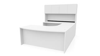 U Shaped Desks Office Source 72in x 107in Curved Bow Front U-Desk with Hutch