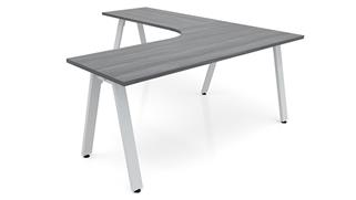 L Shaped Desks Office Source 72in x 78in Metal A-Leg Curve Corner Desk