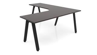 L Shaped Desks Office Source 72" x 72" Metal A-Leg Curve Corner Desk