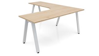 L Shaped Desks Office Source 72in x 84in Metal A-Leg Curve Corner Desk