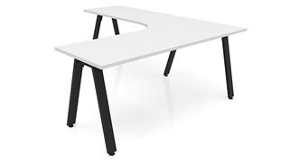 L Shaped Desks Office Source 72in x 78in Metal A-Leg Curve Corner Desk