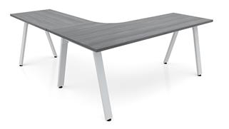 L Shaped Desks Office Source 72" x 84" Metal A-Leg Curve Corner Desk