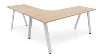 L Shaped Desks Office Source 72in x 72in Metal A-Leg Curve Corner Desk