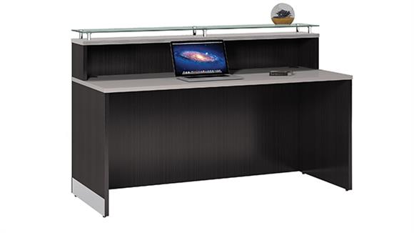 Reception Desks Office Source 63" Straight Reception Desk with Glass Counter