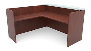 Reception Desks Office Source 71" x 72" L-Shaped Reception Desk Only with Glass Transaction Counter