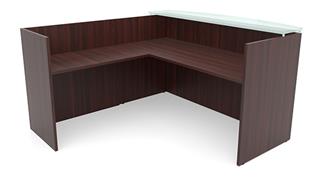 Reception Desks Office Source 72in x 72in L-Shaped Reception Desk Only with Glass Transaction Counter