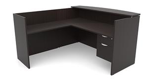 Reception Desks Office Source 71" x 72" L-Shaped Reception Desk Single Hanging Pedestal with Laminate Transaction Counter