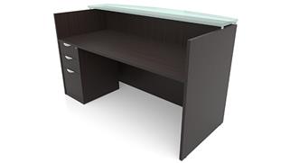 Reception Desks Office Source 71" x 30" Single B/B/F Pedestal Reception Desk with Glass Transaction Counter