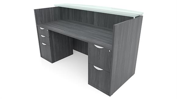Reception Desks Office Source 71" x 30" Double Pedestal BBF/FF Reception Desk with Glass Transaction Counter
