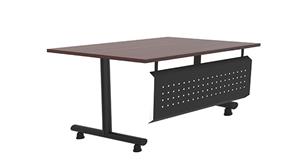 Training Tables Office Source 72" x 30" Black T-Leg Training Table with Modesty Panel