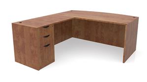 L Shaped Desks Office Source 71" x 76" Bow Front L Desk Single Pedestal - Box/Box/File