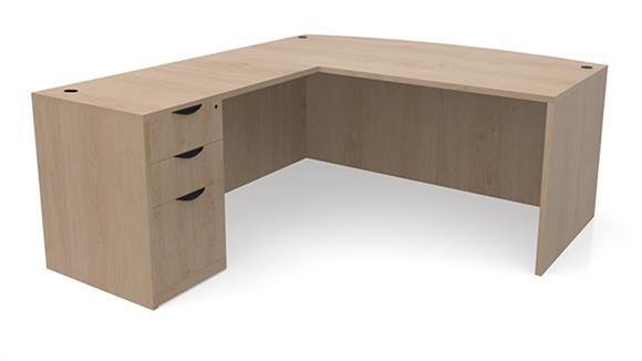 L Shaped Desks Office Source 71" x 83" Bow Front L Desk Single Pedestal - Box/Box/File