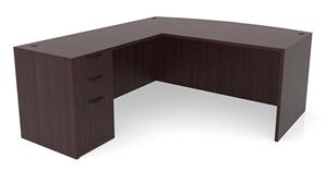 L Shaped Desks Office Source 66in x 82in Bow Front L-Desk Single Pedestal - Box/Box/File