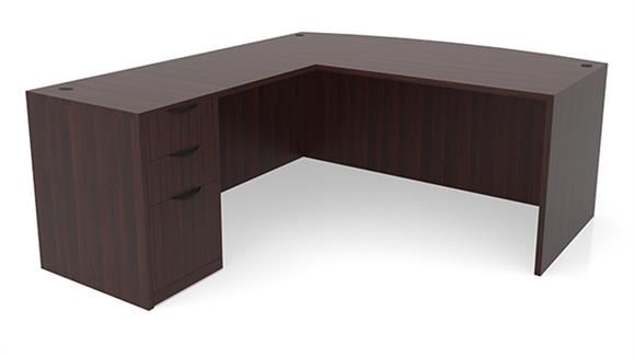 L Shaped Desks Office Source 71" x 88" Bow Front L Desk Single Pedestal - Box/Box/File