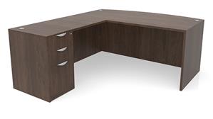 L Shaped Desks Office Source 66" x 70" Bow Front L-Desk Single Pedestal - Box/Box/File