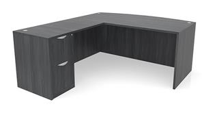 L Shaped Desks Office Source 71" x 71" Bow Front L Desk Single Pedestal - File/File