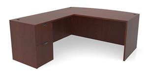 L Shaped Desks Office Source 66in x 82in Bow Front L-Desk Single Pedestal - File/File
