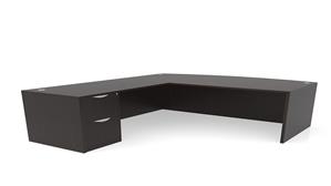 L Shaped Desks Office Source 72in x 83in Bow Front L-Desk Single Pedestal - File/File