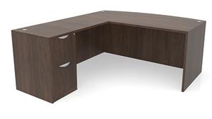 L Shaped Desks Office Source 71" x 76" Bow Front L-Desk Single Pedestal - File/File