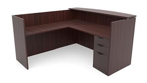 Reception Desks Office Source 72in x 72in L-Shaped Reception Desk with Single Pedestal Laminate Transaction Counter