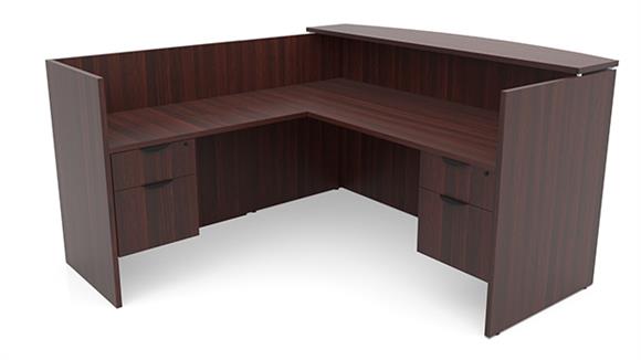 Reception Desks Office Source L Shape Double Hanging Pedestal Reception Desk
