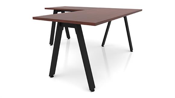 L Shaped Desks Office Source 60" x 66" Metal A Leg L Shaped Desk