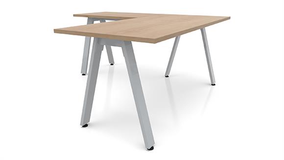 L Shaped Desks Office Source 66" x 66" Metal A Leg L Shaped Desk