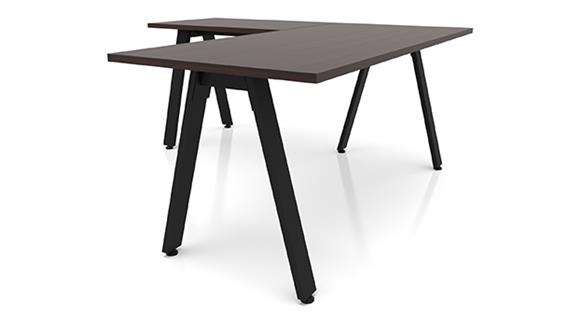 L Shaped Desks Office Source 66" x 72" Metal A Leg L Shaped Desk