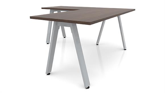 L Shaped Desks Office Source 66" x 78" Metal A Leg L Shaped Desk