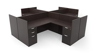 Workstations & Cubicles Office Source Four Person Workstation - Double Pedestal Box/Box/File and File/File