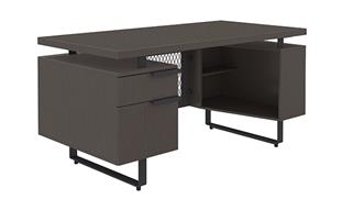 Executive Desks Office Source 60" x 30" Single Pedestal Desk with Open Storage
