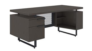 Executive Desks Office Source 66" x 30" Single Pedestal Desk with Open Storage