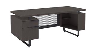 Executive Desks Office Source 72" x 30" Single Pedestal Desk with Open Storage