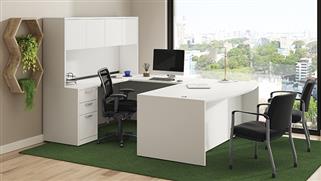 U Shaped Desks Office Source Double Pedestal Bowfront U-Desk w/ Wood Door Hutch