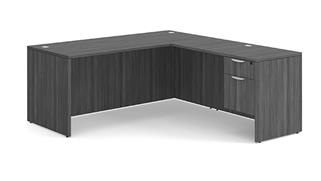 L Shaped Desks Office Source 72in x 77in Single Hanging Pedestal L-Desk