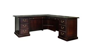 L Shaped Desks Office Source 72" x 80" Double Pedestal Wood Veneer L-Desk